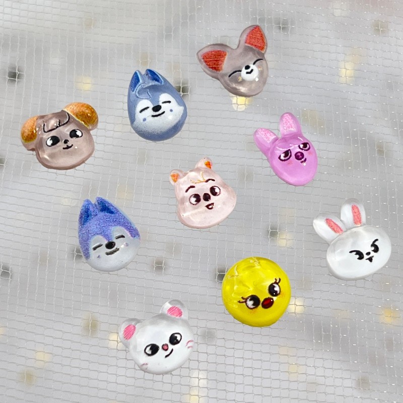 Cartoon 3D Mini Nail Art Accessories Cross-Border Cute Fox Puppy Resin Diamond Armor Made of Metal Pet Material Stickers Decals