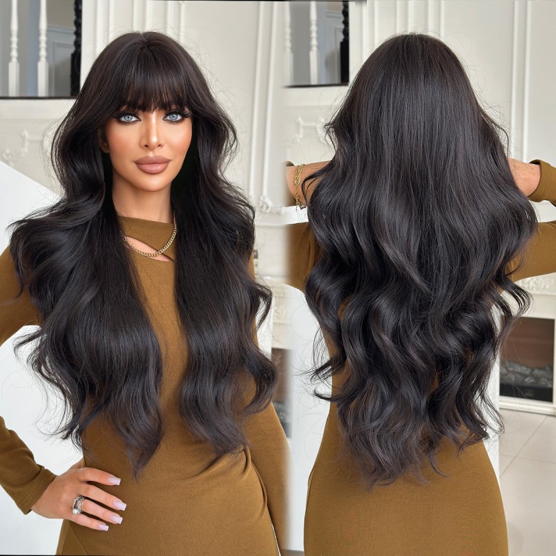 2025Tea Brown Lace Front Wig with Long Curly Natural Wave Small Cap Size Full Head High Temperature Fiber for Girls