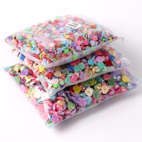 AB Color Half Circle Love Imitation Pearl Handmade DIY Nail Art Decoration Flat Bottom Peach Beads Resin 3D Heart Color ABS