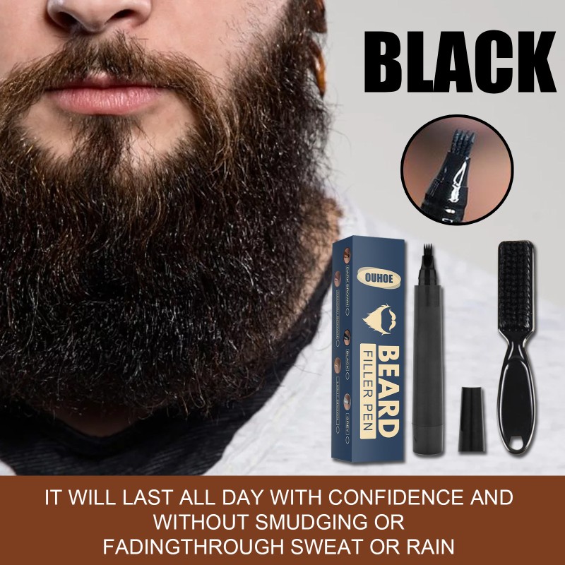 Beard Pen Manufacturer - Private Label Four-head Waterproof Black Styling Tracing Pen