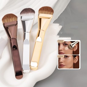 Foundation Brush Manufacturer - OEM Customized Logo Soft Silver Gold Unique Flat Professional