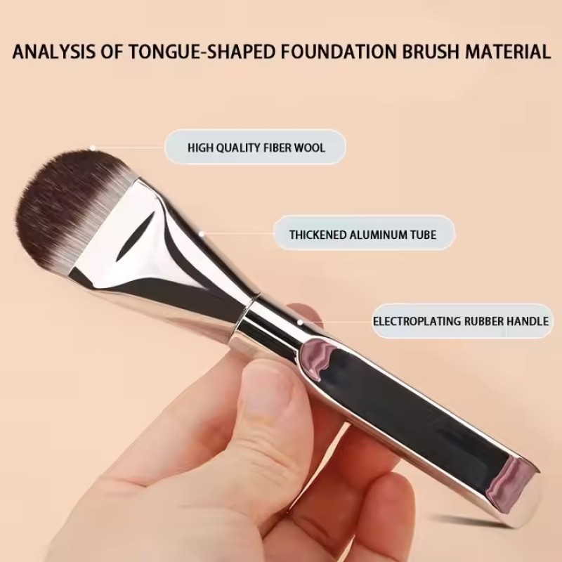 Foundation Make-up Brush Manufacturer - OEM Private Label Cream Ultra-thin Tongue-shaped Flat