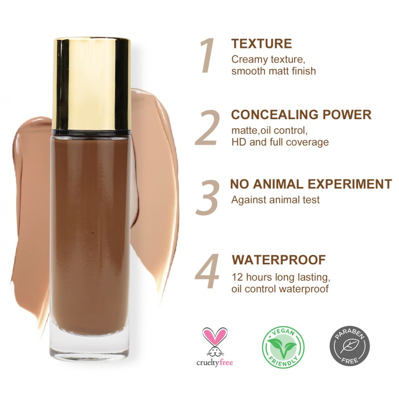 Liquid Foundation Manufacturer - OEM Private Label Vegan Matte Waterproof for Dark Skin