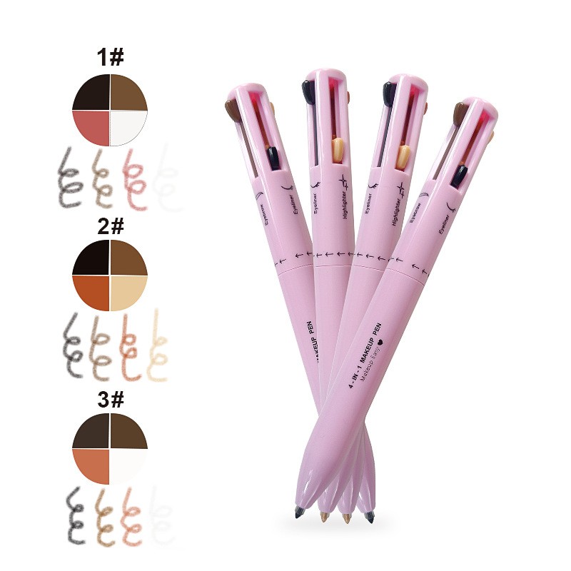 Makeup Pen Manufacturer - OEM Custom Label 4 in 1 Eyebrow Eyeliner Lip Liner Highlight