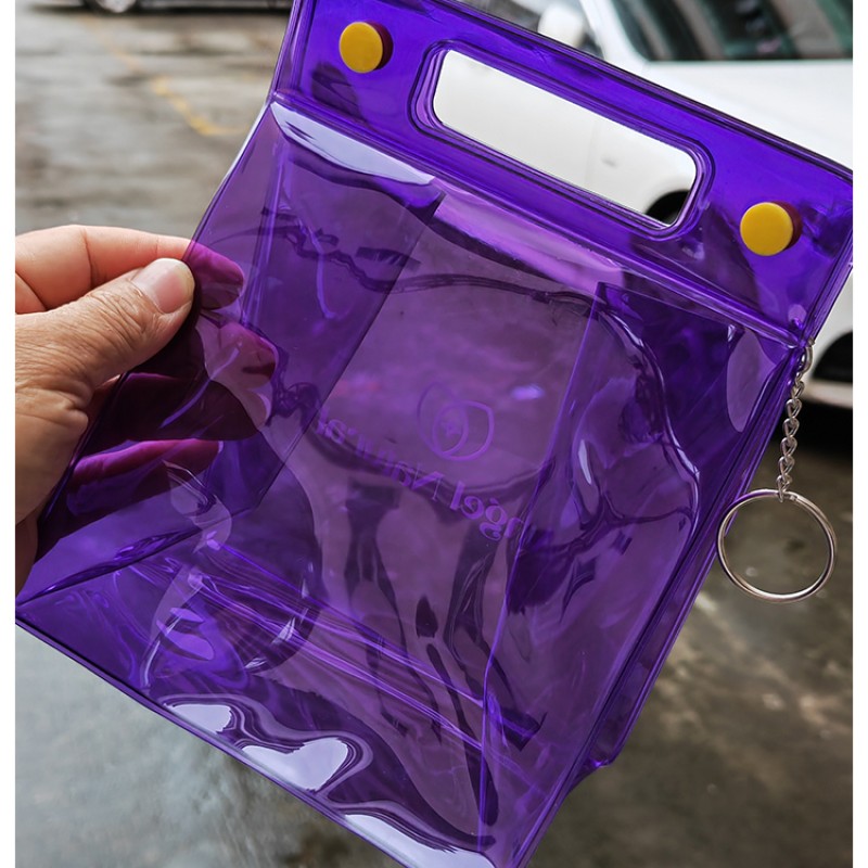 PVC Makeup Bag Manufacturer - OEM Private Clear Reusable Cosmetic Socks Button Bag