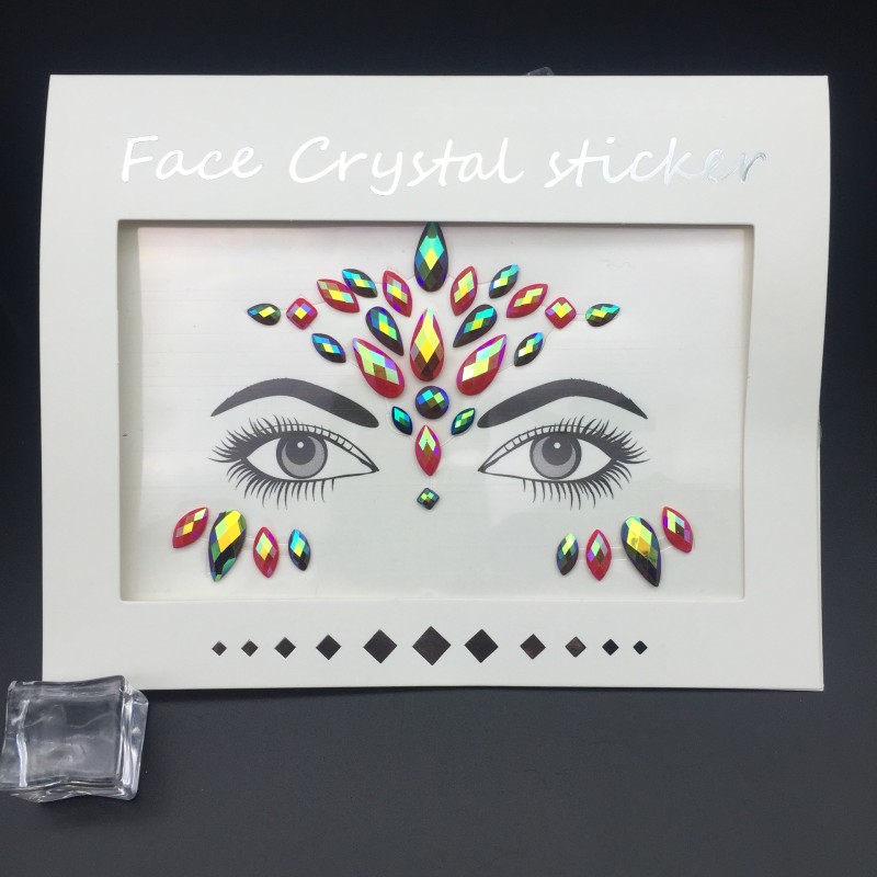 Face Jewels Manufacturer - OEM Rave Festival Stick on Crystals Glitter Rainbow Tears
