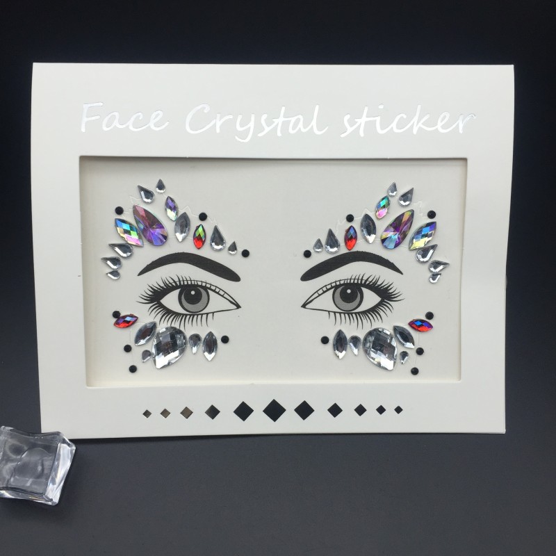 Face Jewels Manufacturer - OEM Rave Festival Stick on Crystals Glitter Rainbow Tears