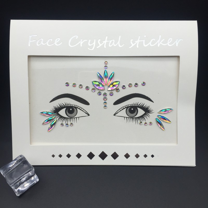 Face Jewels Manufacturer - OEM Rave Festival Stick on Crystals Glitter Rainbow Tears