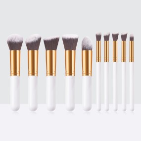 Mini Makeup Brushes Manufacturer - OEM Custom Logo Vegan 10pcs Wood Kabuki Brush Set