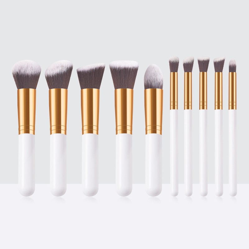 Mini Makeup Brushes Manufacturer - OEM Custom Logo Vegan 10pcs Wood Kabuki Brush Set