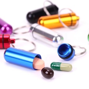 Pill Case Manufacturer - Waterproof Aluminum Pill Holder Keychain
