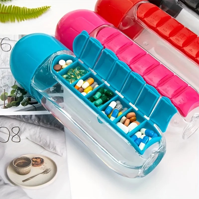 Water Bottle Factory - Built-in Pill Box Portable Outdoor