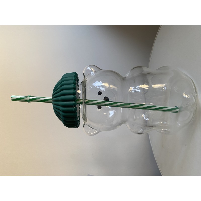 Travel Mug Factory - Bear-Shaped Glass with Straw 6-12 Hours