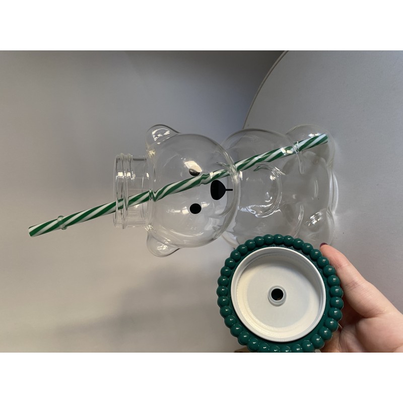 Travel Mug Factory - Bear-Shaped Glass with Straw 6-12 Hours
