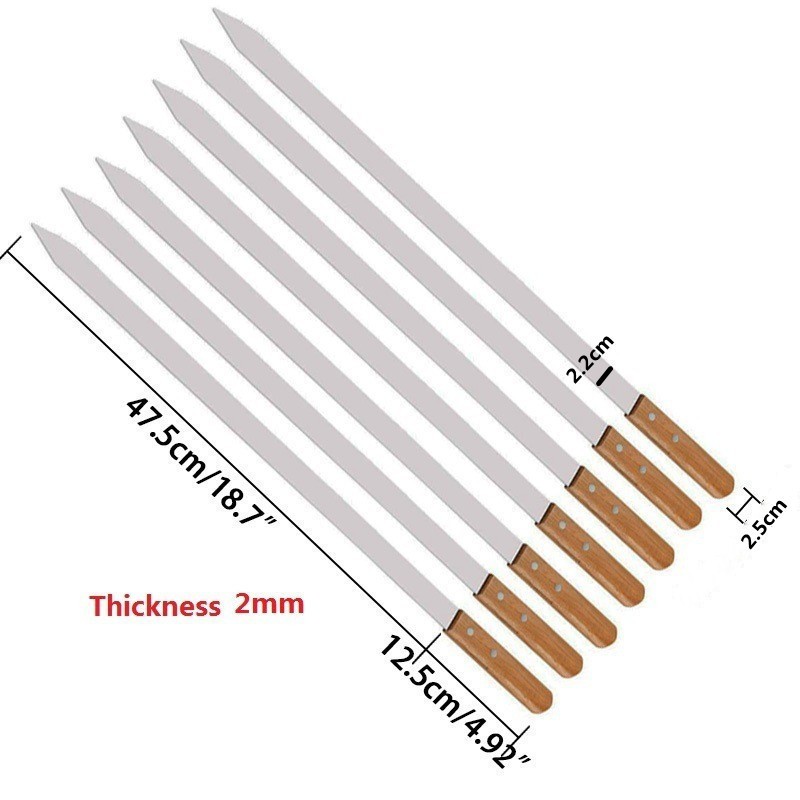 BBQ Skewers Supplier - Large Stainless Steel Oak Wood Handle