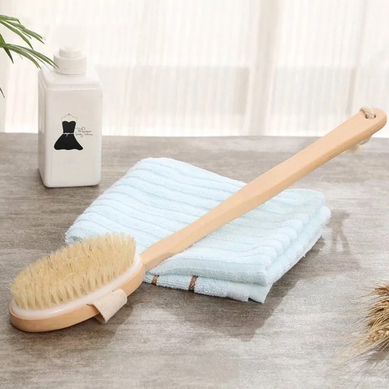 Bath Brush Supplier - Long Wooden Handle Shower Back Scrubber
