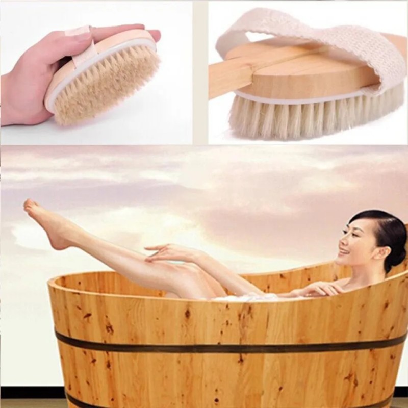 Bath Brush Supplier - Long Wooden Handle Shower Back Scrubber