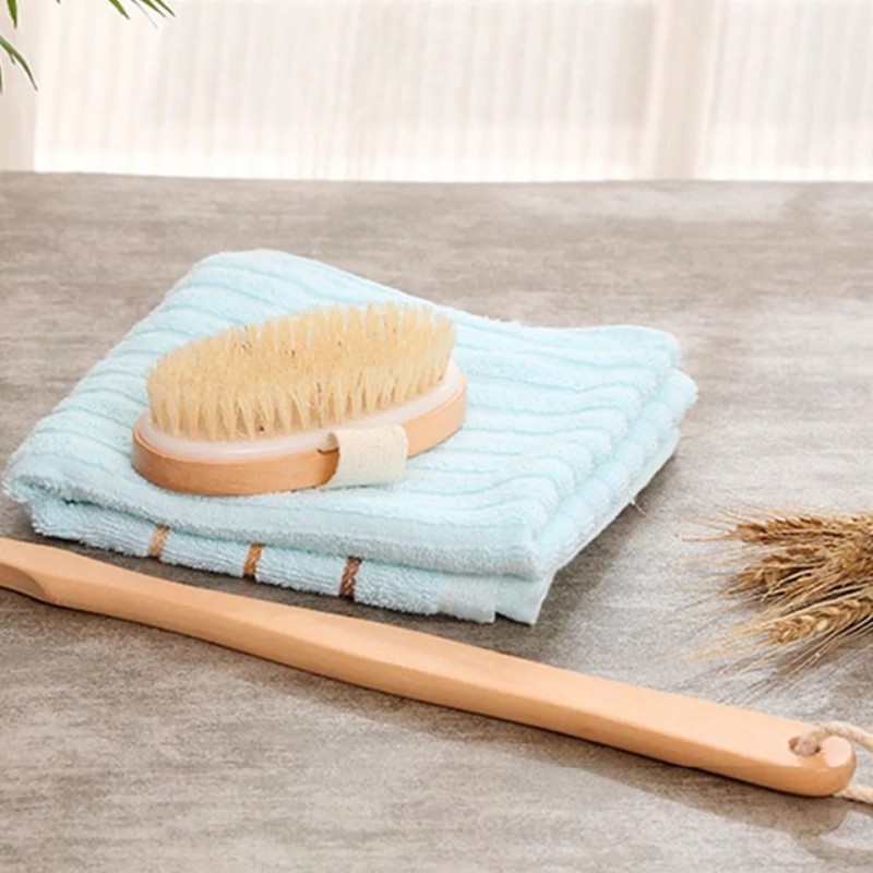 Bath Brush Supplier - Long Wooden Handle Shower Back Scrubber