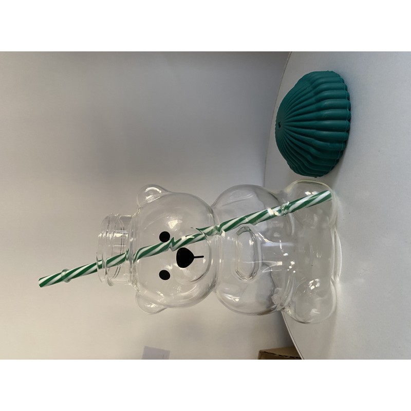 Travel Mug Factory - Bear-Shaped Glass with Straw 6-12 Hours