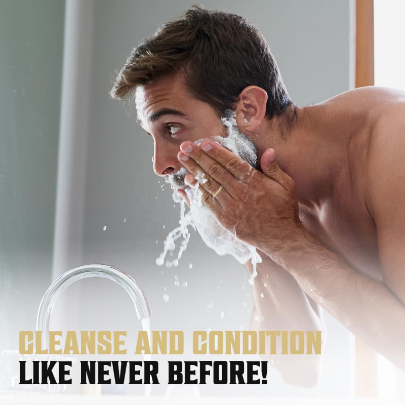 Beard Shampoo Kit Manufacturer - OEM Beard Wash and Conditioner Deep Cleaning No Itching Black Men