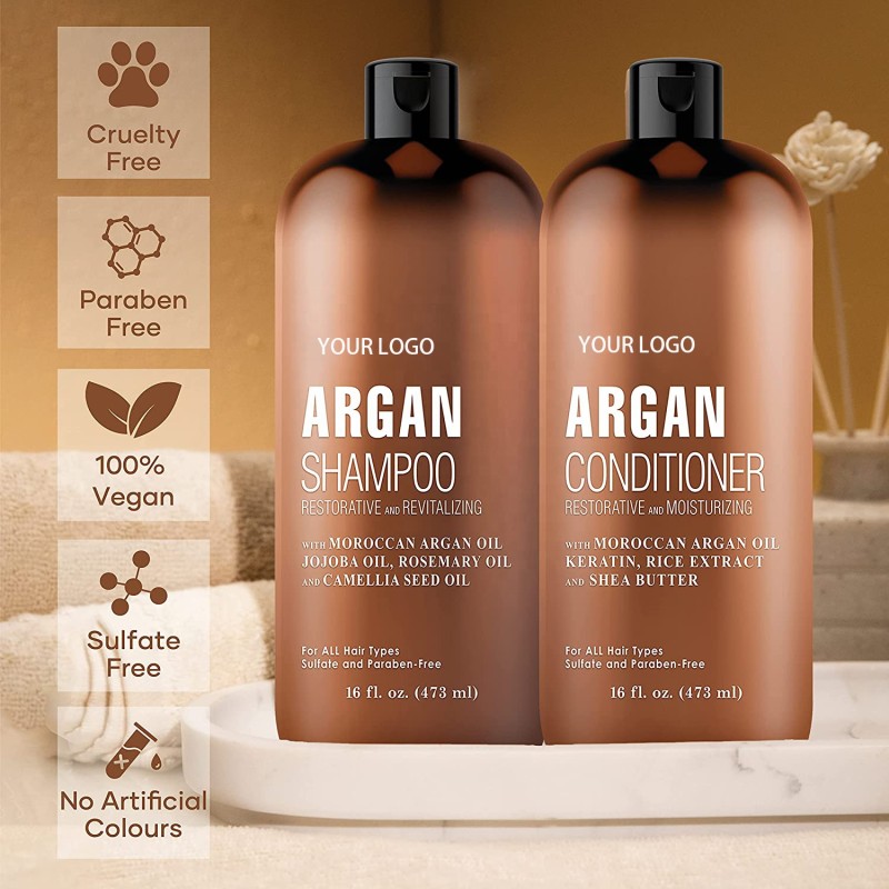 Argan Shampoo Set Manufacturer - OEM with Jojoba Camellia Seed Oil Control Smoothing