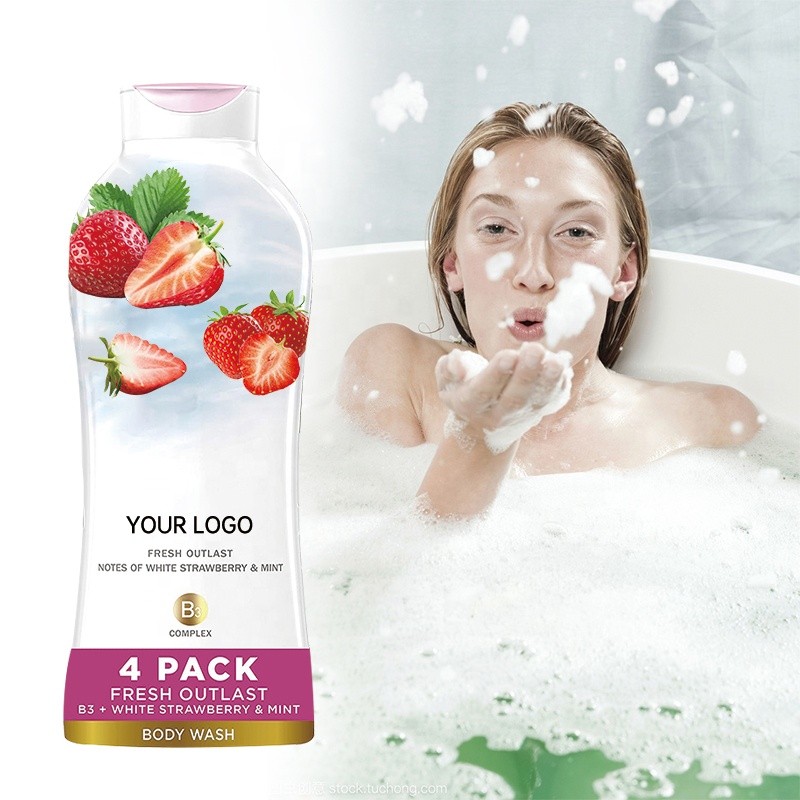 Goat Milk Shower Gel Manufacturer - OEM Free Sample Natural Strawberry Mint Hydrating Whitening