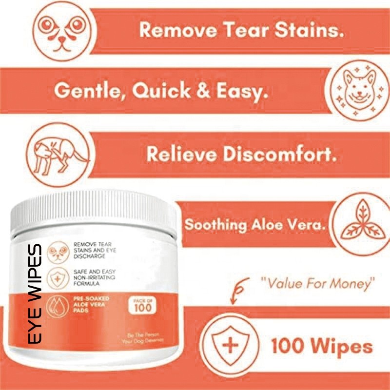 Dog Tear Stain Wipes Manufacturer - OEM Factory Sale Remove Eye Crust Discharge Soothing Aloe Vera