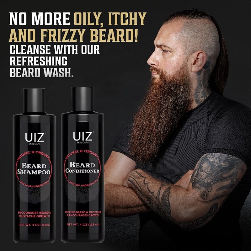 Beard Shampoo Kit Manufacturer - OEM Beard Wash and Conditioner Deep Cleaning No Itching Black Men