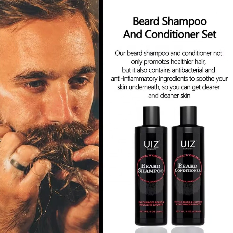 Beard Shampoo Kit Manufacturer - OEM Beard Wash and Conditioner Deep Cleaning No Itching Black Men