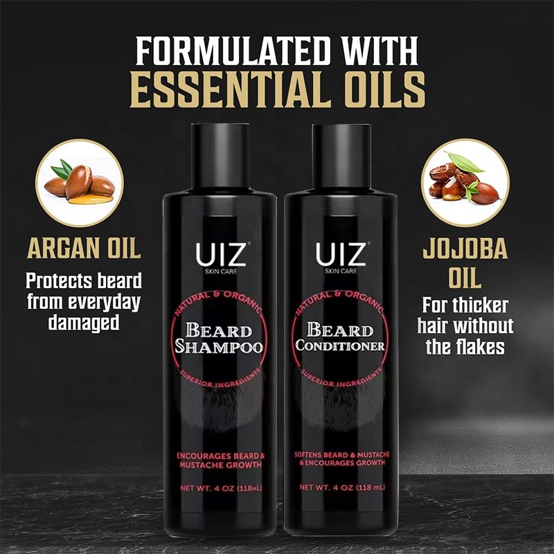 Beard Shampoo Kit Manufacturer - OEM Beard Wash and Conditioner Deep Cleaning No Itching Black Men