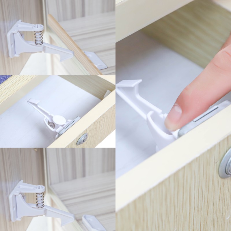 Cabinet Lock Supplier - Childproof ABS Black White Drawer Latch