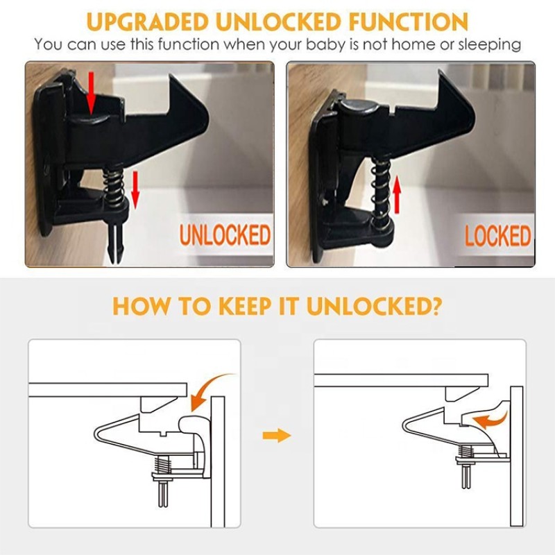 Baby Proofing Lock Factory - 10 Pack Adhesive No Drilling Latches