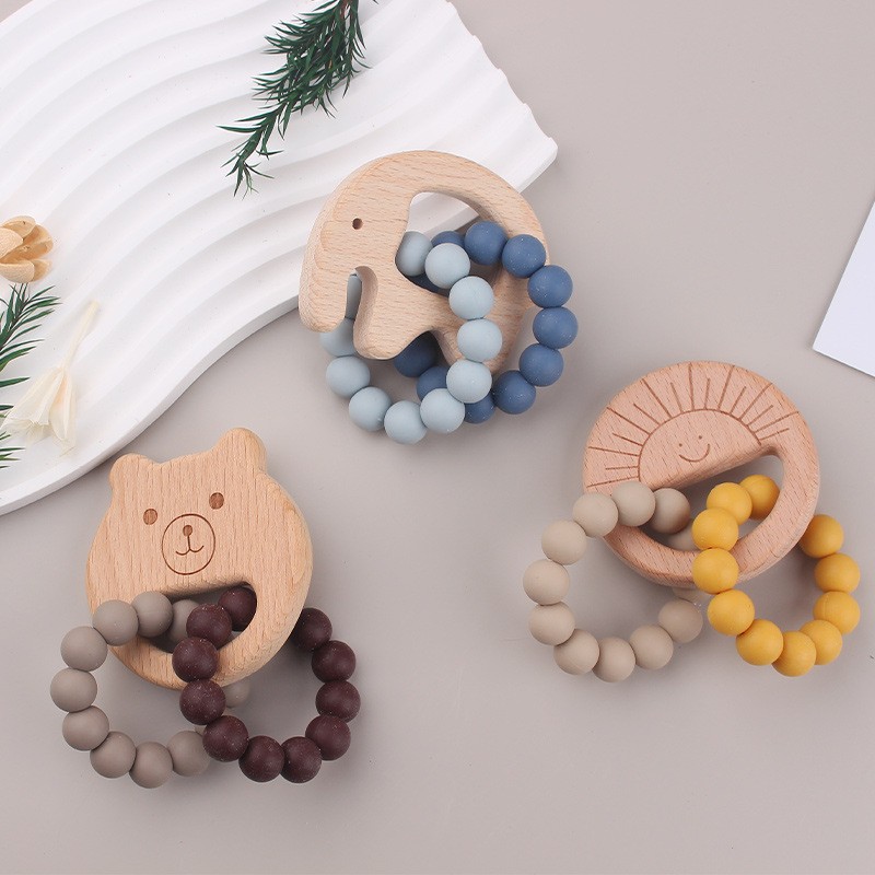 Infant Toys Factory - Natural Wood Ring Cotton Handmade