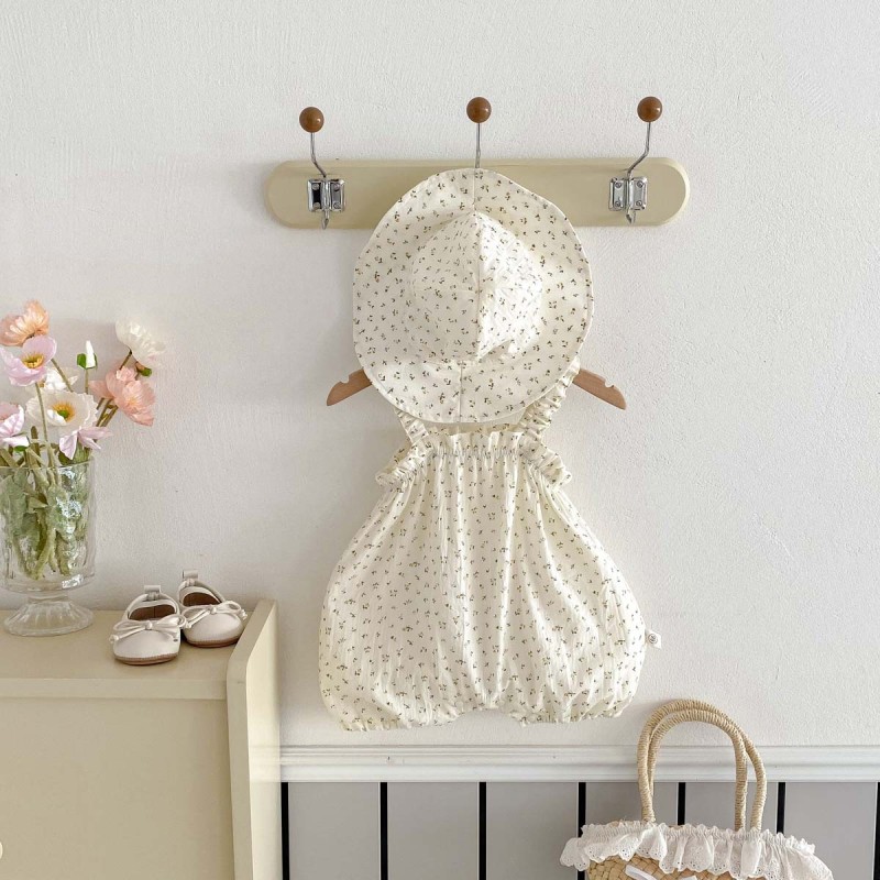 Baby Romper Supplier - Cotton Striped Bear Lapel Button Closure