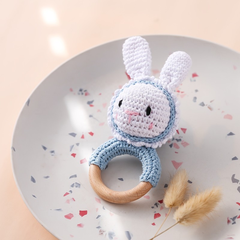 Baby Teether Manufacturer - Bear Shape Cotton Crochet Wood