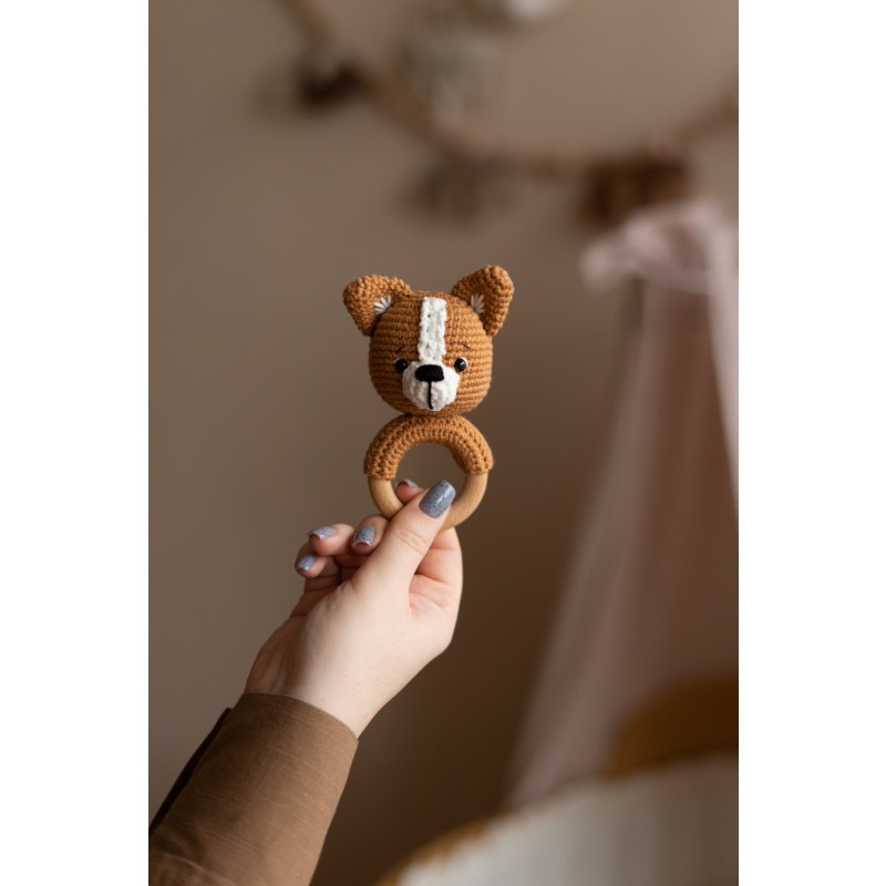 Baby Teether Manufacturer - Cotton Crochet Rattle Wooden Ring