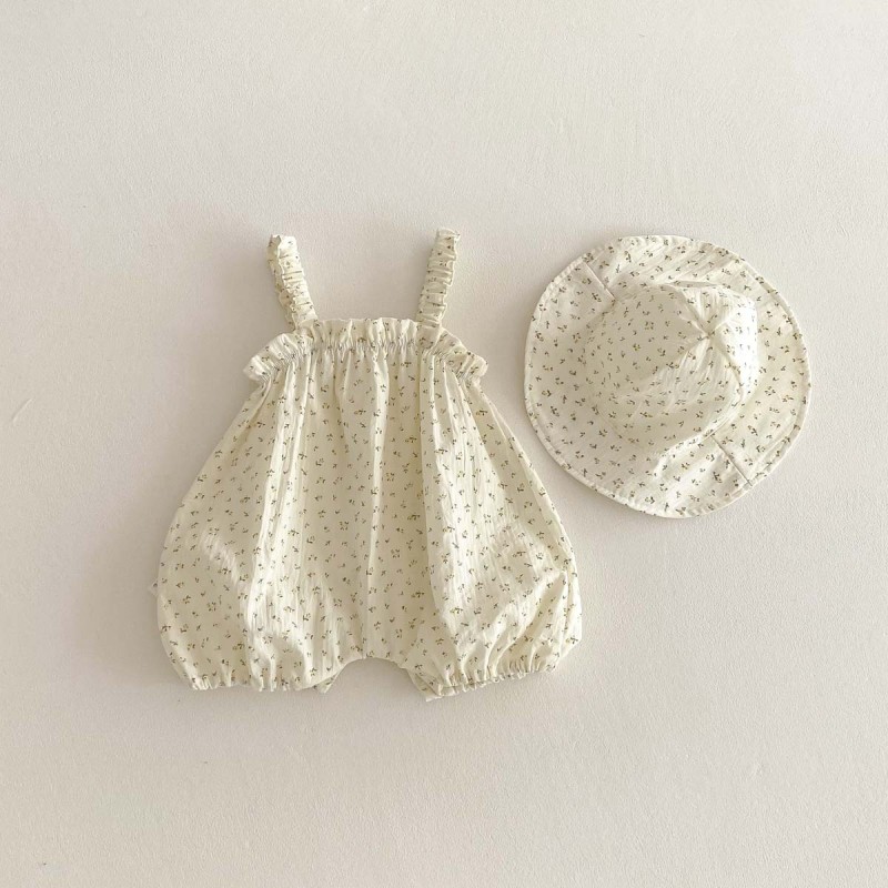 Baby Romper Supplier - Cotton Striped Bear Lapel Button Closure