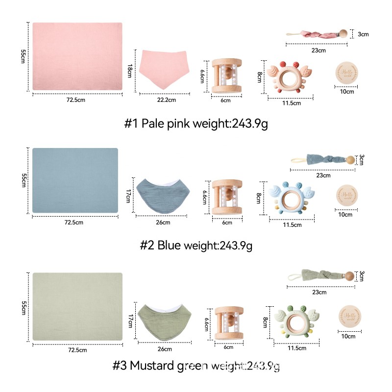 Baby Shower Box Supplier - Wooden Growth Cards Rattle Teether