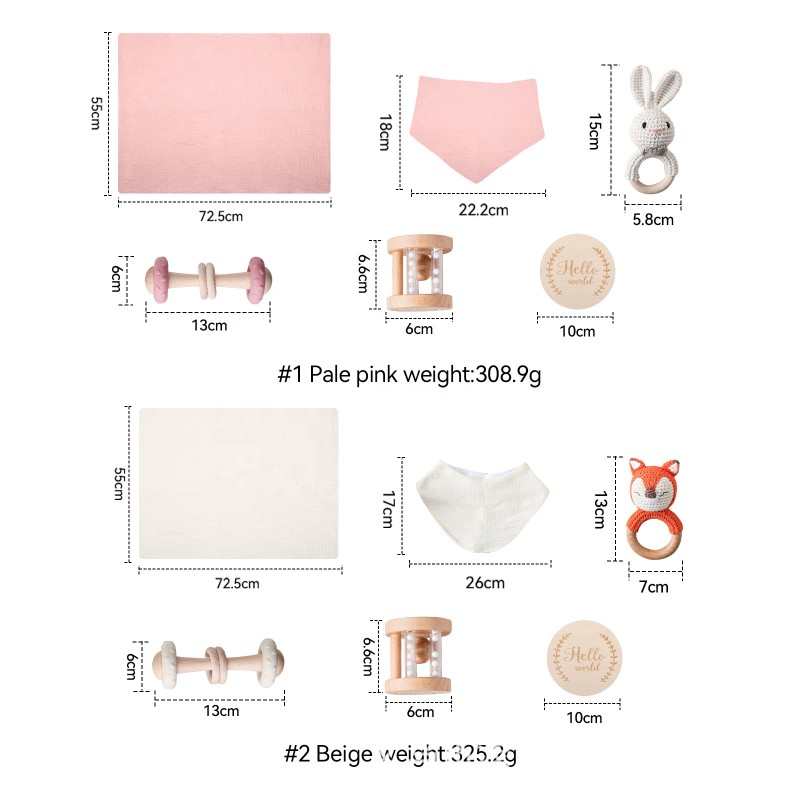 Baby Milestone Set Factory - Drool Towel Toy Wood Ring Rattle