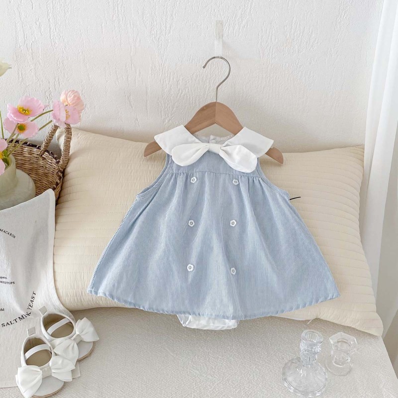 Baby Bodysuit Factory - Sleeveless Hooded Striped Cotton