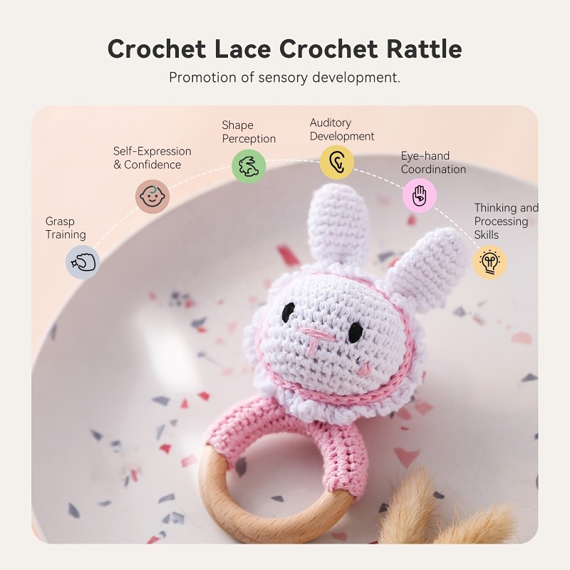 Baby Teether Manufacturer - Bear Shape Cotton Crochet Wood