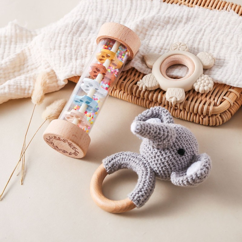 Baby Rattle Toys Supplier - BPA Free Silicone Rainbow Hourglass