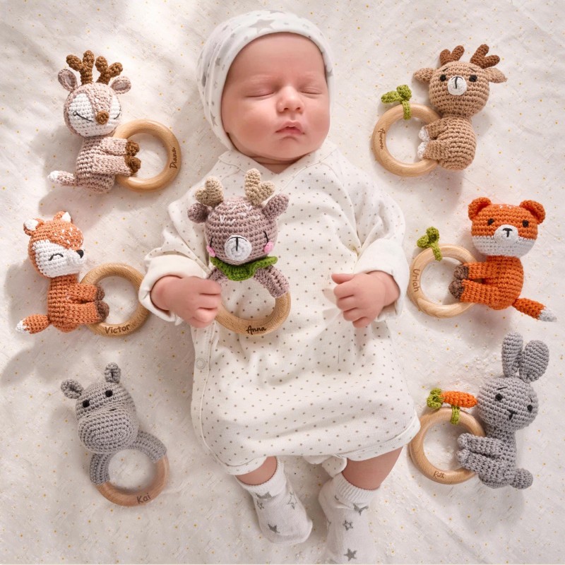 Baby Teether Supplier - Silicone Rainbow Wooden Ring