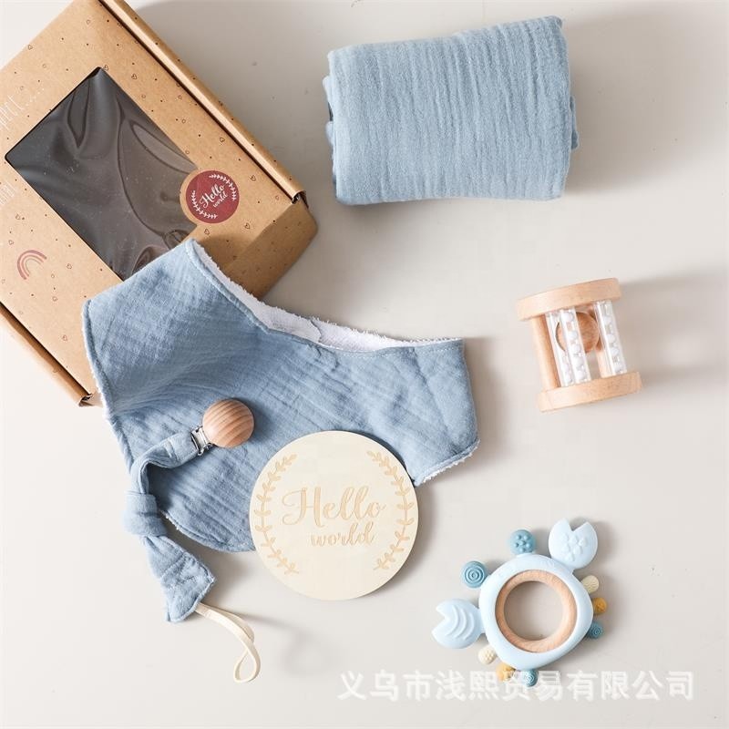 Baby Shower Box Supplier - Wooden Growth Cards Rattle Teether