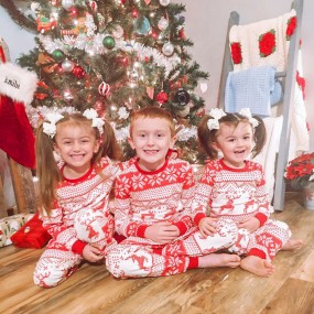 Parent-child Pajamas Set Manufacturer - OEM Christmas Red White Contrast Casual Home Wear Holiday