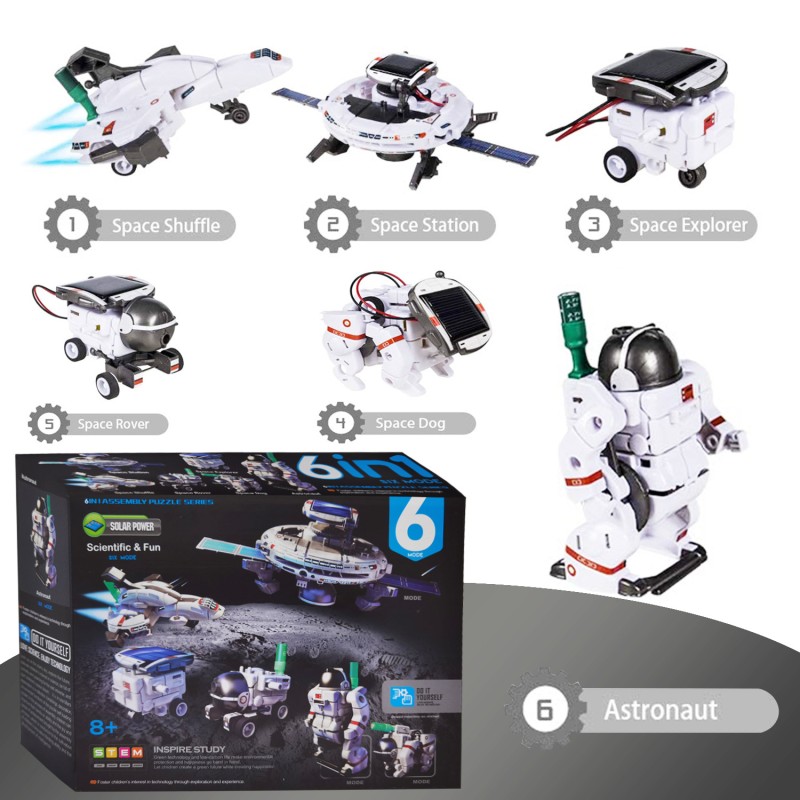 Solar Robot Kit Manufacturer - OEM 6-in-1 STEM Space Fleet DIY Assembly Solar Powered Building Block