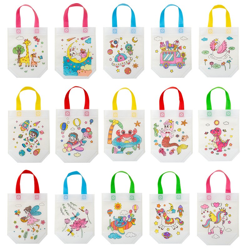 DIY Coloring Bag Manufacturer - OEM Student Cartoon Hand Painted Non Woven Kindergarten Children's Gift