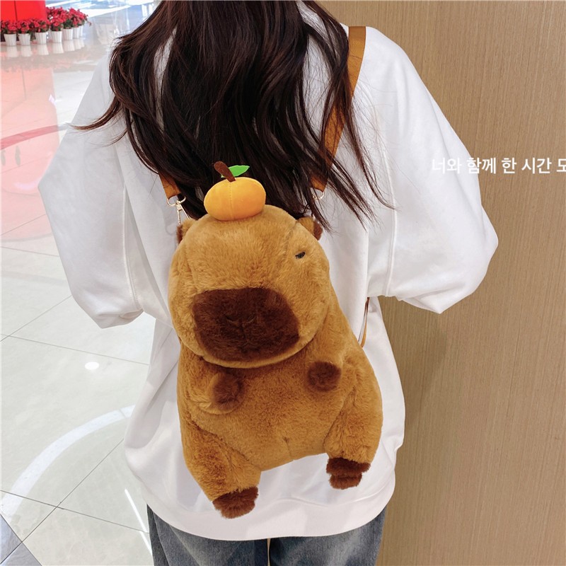 Dolphin Backpack Manufacturer - OEM 37cm Mouse Capibara Doll Cartoon Birthday Gift Crossbody Round Bag