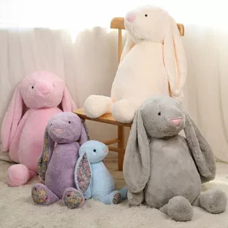 Easter Bunny Comforter Manufacturer - OEM Custom Sublimation Cute Long-Eared EN71 Plush Rabbit Soft Toy