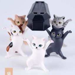 Pen Holder Manufacturer - OEM Interesting Plastic Cute Dance Cat with Raised Hands Colorful